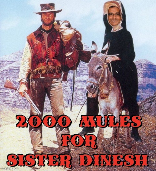 image tagged in dinesh d'souza,westerns,movies,2000 mules,2 mules for sister sara,clown car republicans | made w/ Imgflip meme maker