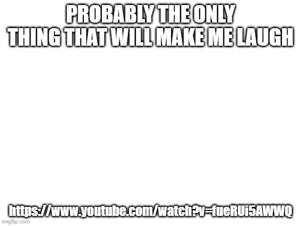 it's really funni | PROBABLY THE ONLY THING THAT WILL MAKE ME LAUGH; https://www.youtube.com/watch?v=fueRUi5AWWQ | made w/ Imgflip meme maker