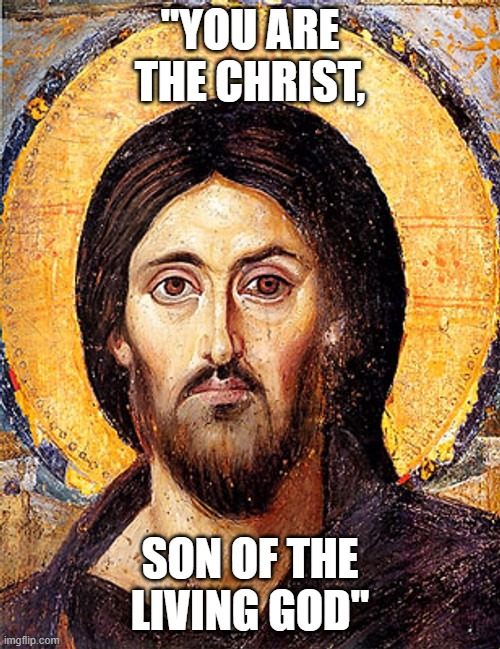 Jesus God's Son, Confession of Church | "YOU ARE THE CHRIST, SON OF THE LIVING GOD" | image tagged in christ,the rock | made w/ Imgflip meme maker