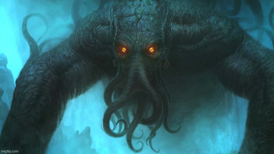 cthulhu swims slowly to the left | image tagged in cthulhu | made w/ Imgflip meme maker