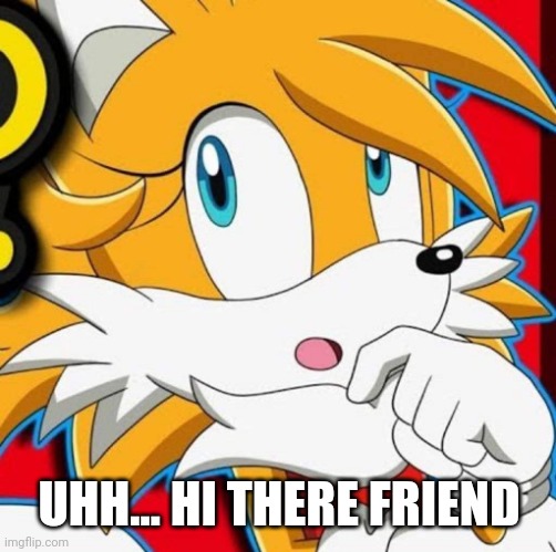 UHH... HI THERE FRIEND | image tagged in tailsko | made w/ Imgflip meme maker