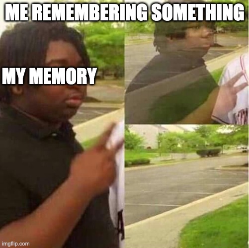 Uhhh what was i going to say | ME REMEMBERING SOMETHING; MY MEMORY | image tagged in disappearing | made w/ Imgflip meme maker