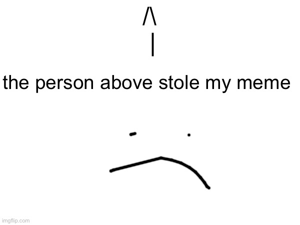 /\
 |; the person above stole my meme | made w/ Imgflip meme maker