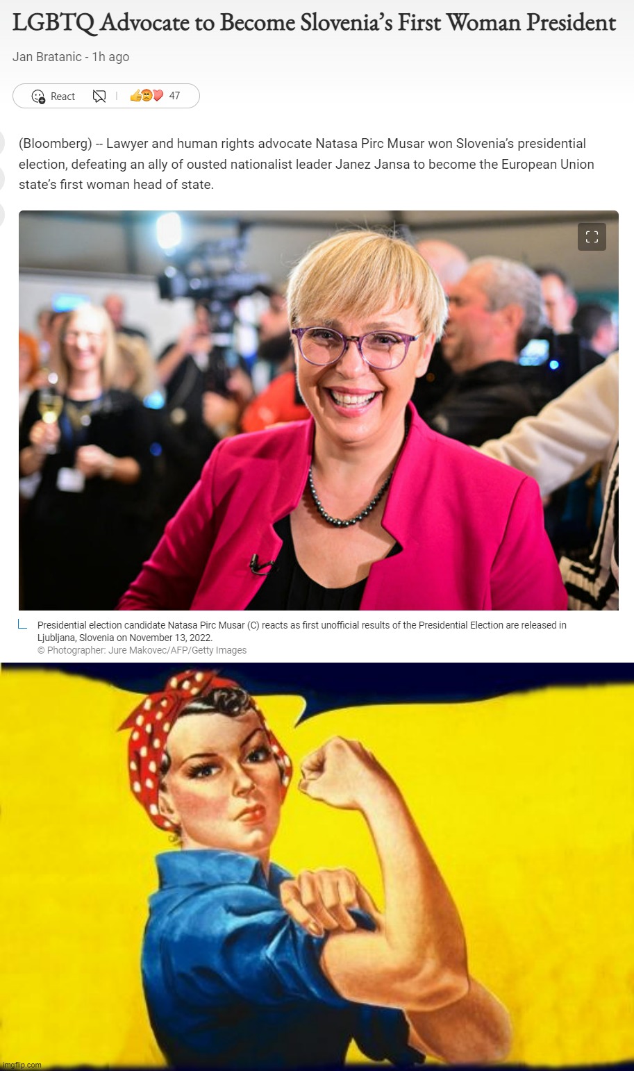 image tagged in slovenia's first woman president,rosie blank | made w/ Imgflip meme maker