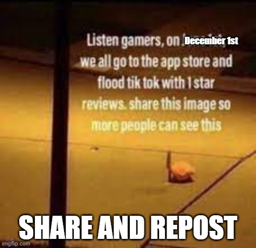 December 1st; SHARE AND REPOST | image tagged in tiktok,tik tok,share,repost,tik tok sucks,december | made w/ Imgflip meme maker