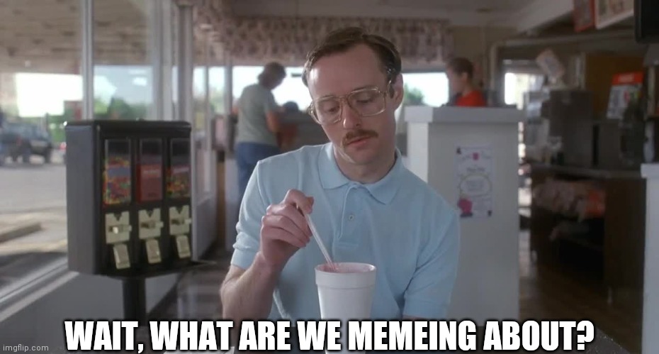 Napoleon Dynamite Pretty Serious | WAIT, WHAT ARE WE MEMEING ABOUT? | image tagged in napoleon dynamite pretty serious | made w/ Imgflip meme maker