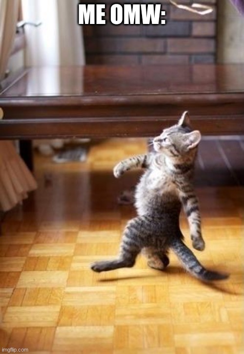 Cool Cat Stroll Meme | ME OMW: | image tagged in memes,cool cat stroll | made w/ Imgflip meme maker