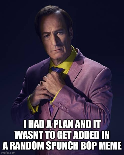 Saul Goodman | I HAD A PLAN AND IT WASNT TO GET ADDED IN A RANDOM SPUNCH BOP MEME | image tagged in saul goodman | made w/ Imgflip meme maker