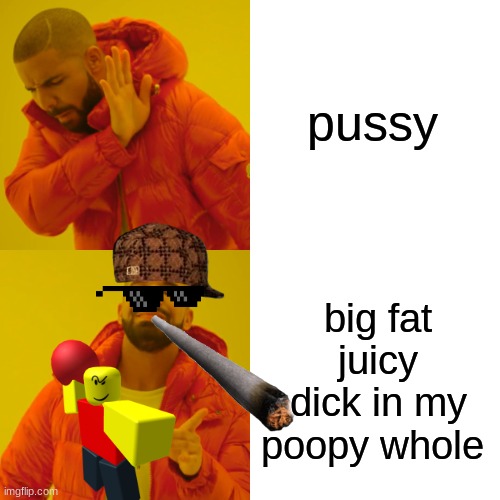 Drake Hotline Bling Meme | pussy; big fat juicy dick in my poopy whole | image tagged in memes,drake hotline bling | made w/ Imgflip meme maker