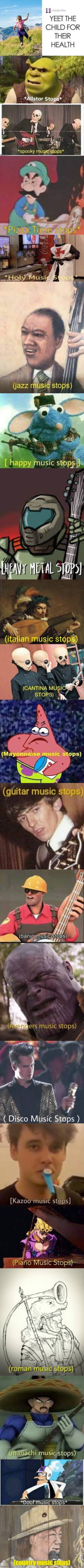 oh ok | image tagged in holy music stops,jazz music stops,meme,single yeet the child panel | made w/ Imgflip meme maker