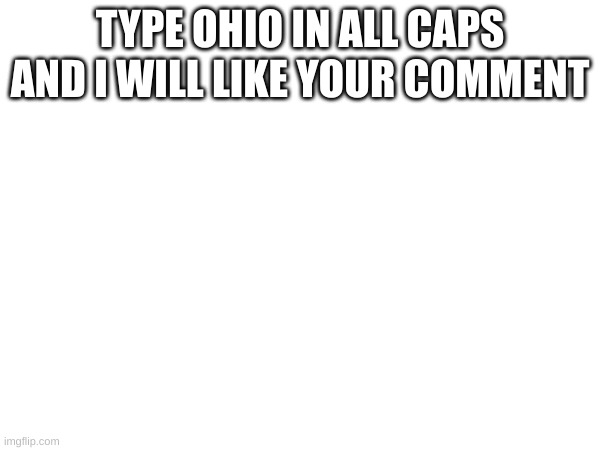 TYPE OHIO IN ALL CAPS AND I WILL LIKE YOUR COMMENT | made w/ Imgflip meme maker