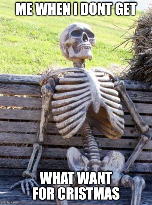 fr | ME WHEN I DONT GET; WHAT WANT FOR CRISTMAS | image tagged in memes,waiting skeleton | made w/ Imgflip meme maker