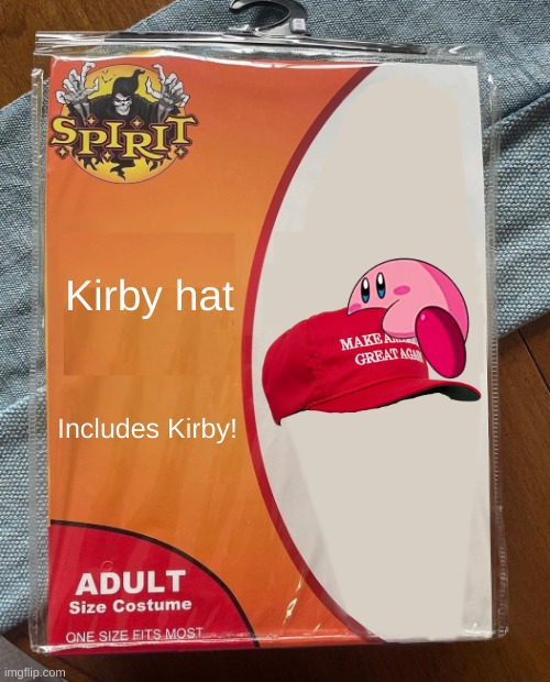 kirby hat | Kirby hat; Includes Kirby! | image tagged in spirit halloween,kirby | made w/ Imgflip meme maker