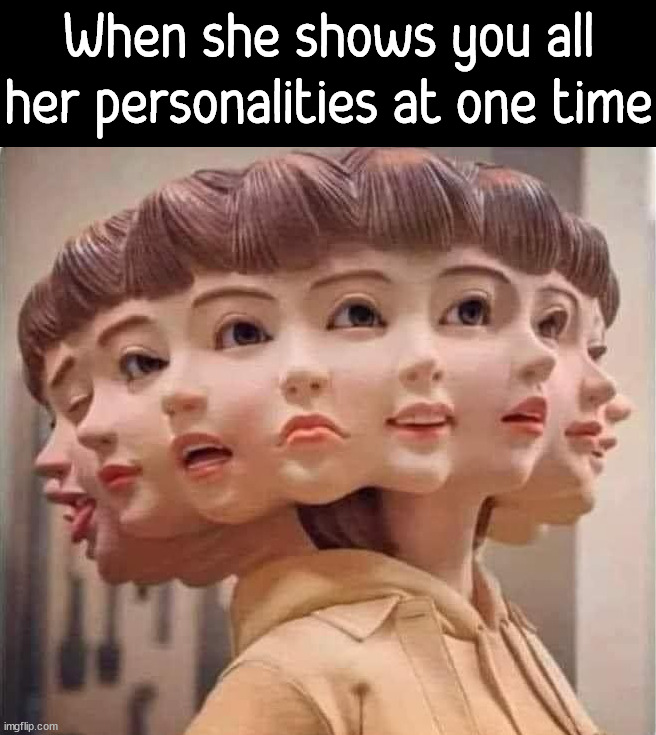 When she shows you all her personalities at one time | image tagged in and i took that personally | made w/ Imgflip meme maker