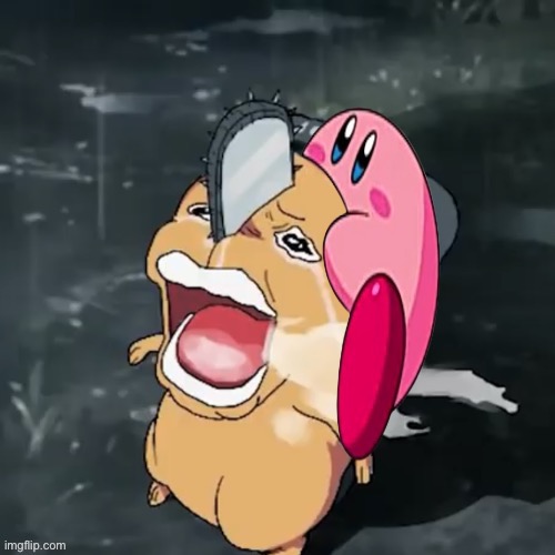 Kirby fits on so many things i made kirby eating pochita a template :troll: | image tagged in kirby eats pochita | made w/ Imgflip meme maker