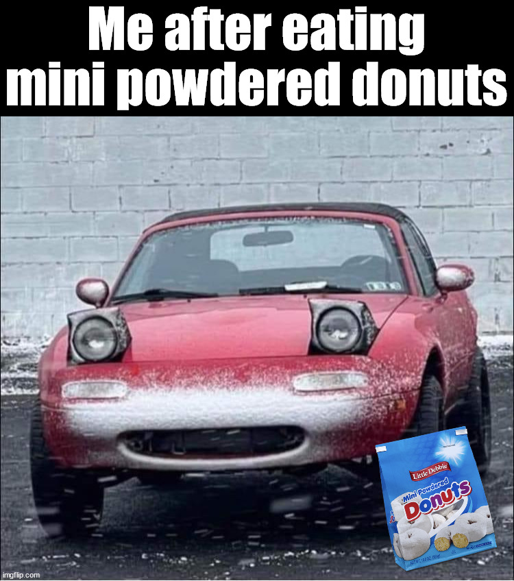 So messy ... but so good! | Me after eating mini powdered donuts | image tagged in donuts,powdered,sugar rush,messy | made w/ Imgflip meme maker