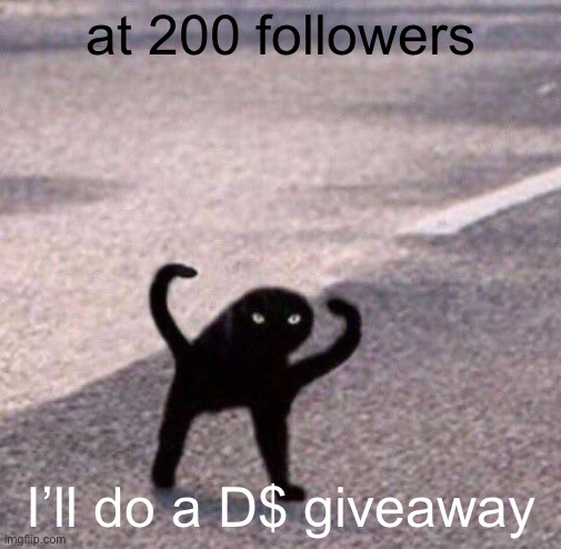 Cursed cat temp | at 200 followers; I’ll do a D$ giveaway | image tagged in cursed cat temp | made w/ Imgflip meme maker