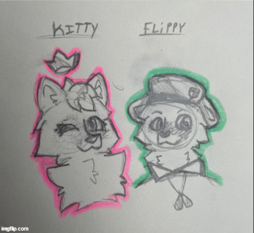 flippy x kitty drawn by cinder | image tagged in flippy x kitty drawn by cinder | made w/ Imgflip meme maker