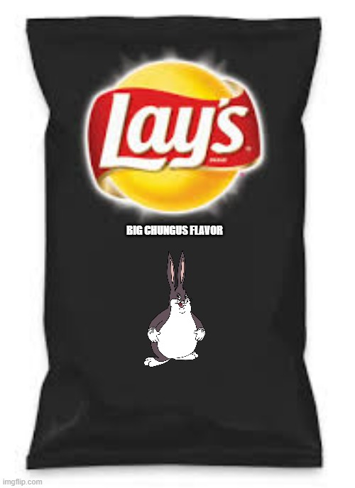 rejected lay's potato chips flavors part 2 | BIG CHUNGUS FLAVOR | image tagged in lays do us a flavor blank black,rejected,fake,big chungus,potato chips | made w/ Imgflip meme maker