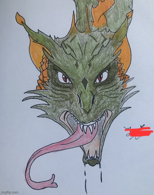 Dragon | image tagged in drawing,art,color | made w/ Imgflip meme maker