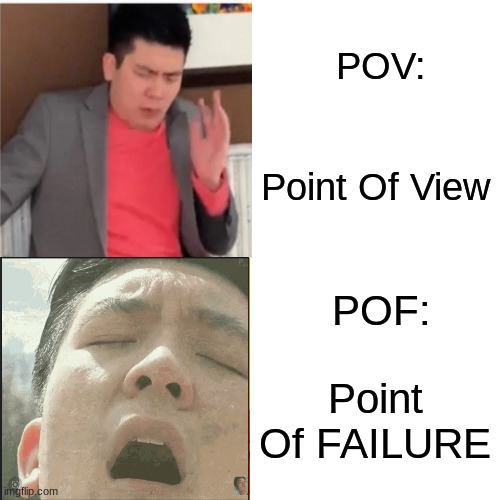 POV:                
Point Of View; POF:                 
Point Of FAILURE | image tagged in steven he | made w/ Imgflip meme maker