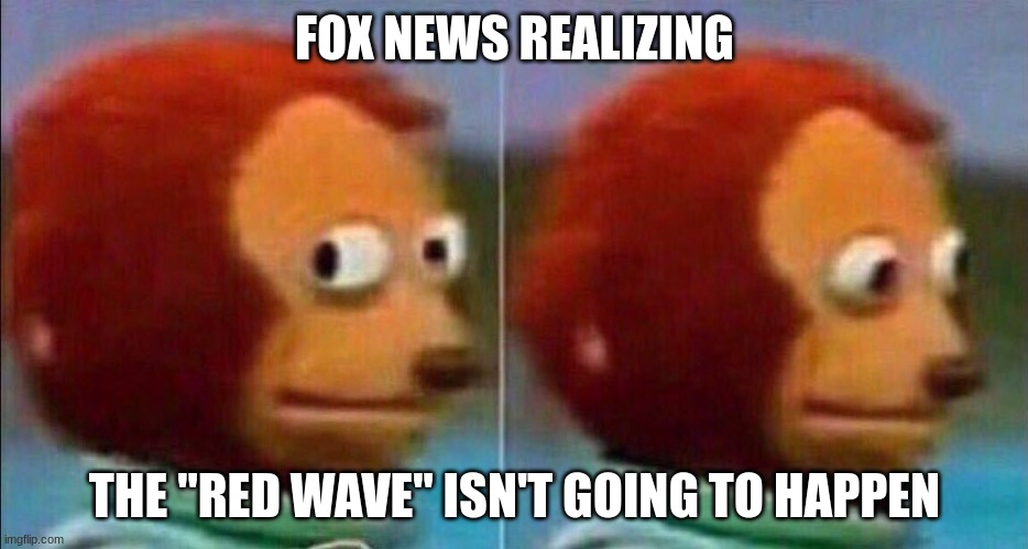 i mean it is true | FOX NEWS REALIZING; THE "RED WAVE" ISN'T GOING TO HAPPEN | image tagged in monkey looking away | made w/ Imgflip meme maker