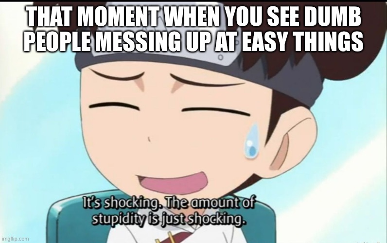 I’d feel the same way too | THAT MOMENT WHEN YOU SEE DUMB PEOPLE MESSING UP AT EASY THINGS | image tagged in the amount of stupidity is just shocking,you had one job,memes,tenten,that moment when,naruto shippuden | made w/ Imgflip meme maker