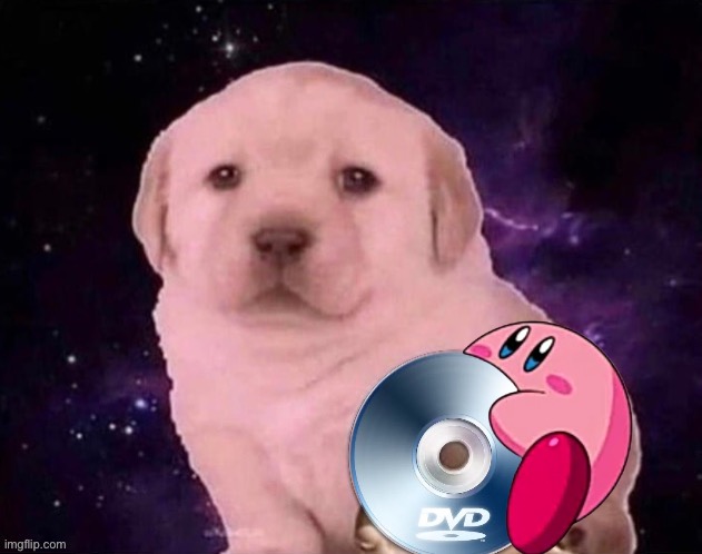 Kirby Fits into a Dog’s DVD | image tagged in dog gives the dvd,memes,funny,kirby,fit,dvd | made w/ Imgflip meme maker