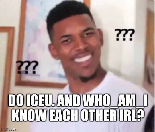 I don’t need sleep I need answers | DO ICEU. AND WHO_AM_I KNOW EACH OTHER IRL? | image tagged in nick young,iceu,who_am_i | made w/ Imgflip meme maker