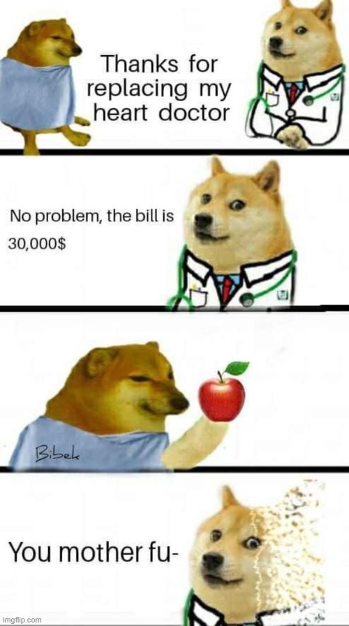 an apple a day keeps the doge away | made w/ Imgflip meme maker