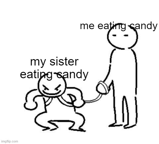 its so true | me eating candy; my sister eating candy | image tagged in hyper and tired | made w/ Imgflip meme maker