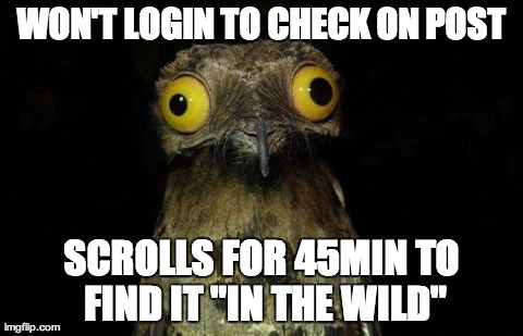 weird stuff i do pootoo | WON'T LOGIN TO CHECK ON POST SCROLLS FOR 45MIN TO FIND IT "IN THE WILD" | image tagged in weird stuff i do pootoo,AdviceAnimals | made w/ Imgflip meme maker