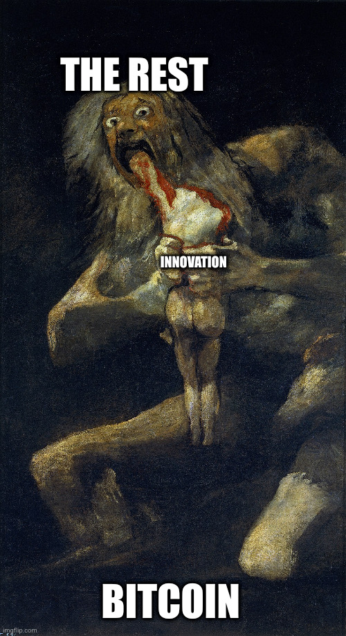 bitcoin | THE REST; INNOVATION; BITCOIN | image tagged in bitcoin,saturn | made w/ Imgflip meme maker