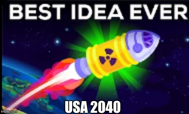Best Idea Ever... | USA 2040 | image tagged in best idea ever | made w/ Imgflip meme maker