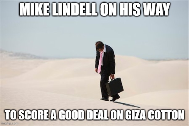 my pillow | MIKE LINDELL ON HIS WAY; TO SCORE A GOOD DEAL ON GIZA COTTON | image tagged in memes | made w/ Imgflip meme maker