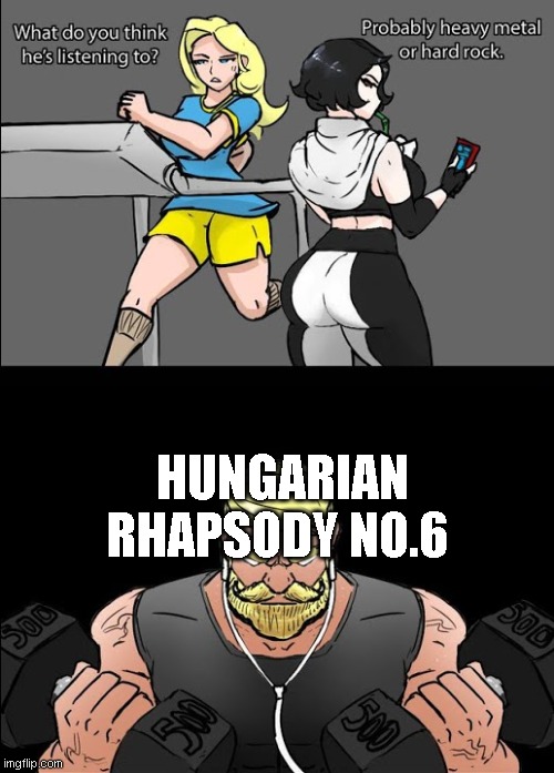 workout music | HUNGARIAN RHAPSODY NO.6 | image tagged in workout music | made w/ Imgflip meme maker