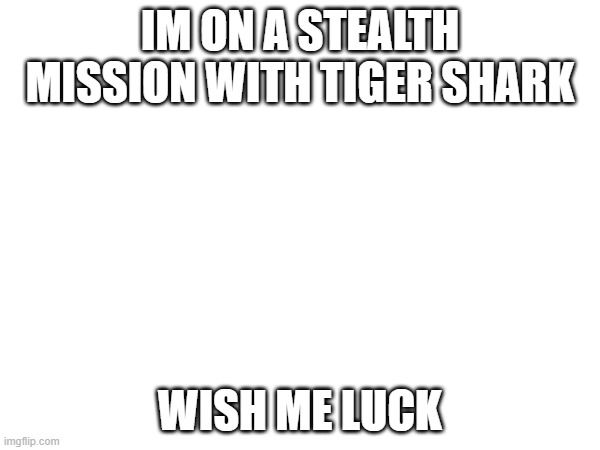 time to go full James Bond mode | IM ON A STEALTH MISSION WITH TIGER SHARK; WISH ME LUCK | made w/ Imgflip meme maker