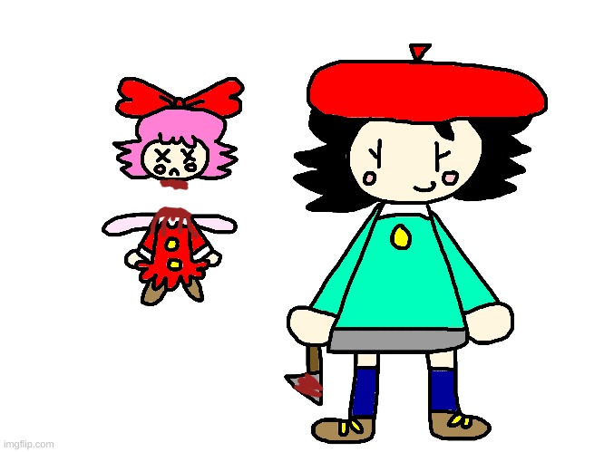 Adeleine & Ribbon fanart (because I love Kirby) | image tagged in kirby,fanart,gore,blood,funny,cute | made w/ Imgflip meme maker