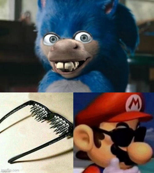Cursed Donkey Sonic | image tagged in spiked sunglasses mario edition,donkey,sonic,cursed image,memes,cursed | made w/ Imgflip meme maker