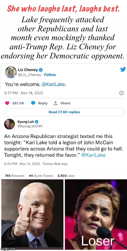 Liz's Last Laugh | image tagged in objects in mirror are closer than they appear | made w/ Imgflip meme maker