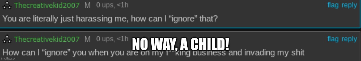 At first, this may seem bad, context in comments | NO WAY, A CHILD! | made w/ Imgflip meme maker