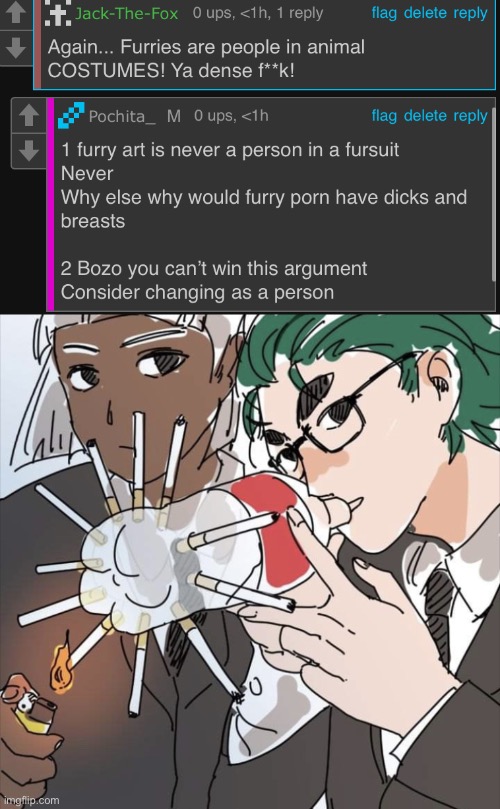 This isn’t even a challenge | image tagged in some anime guys smoking | made w/ Imgflip meme maker