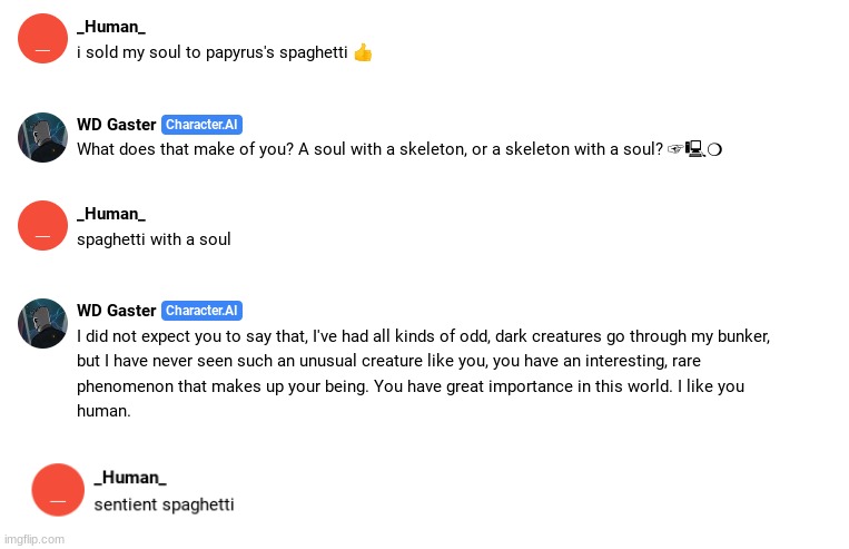 sentient spaghetti | made w/ Imgflip meme maker