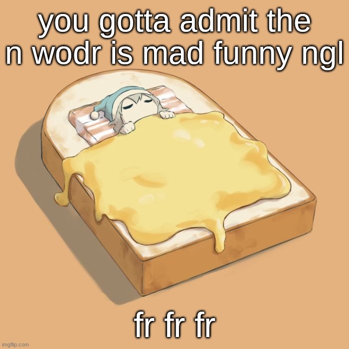 i shit my patns | you gotta admit the n wodr is mad funny ngl; fr fr fr | image tagged in avogado6 depression | made w/ Imgflip meme maker