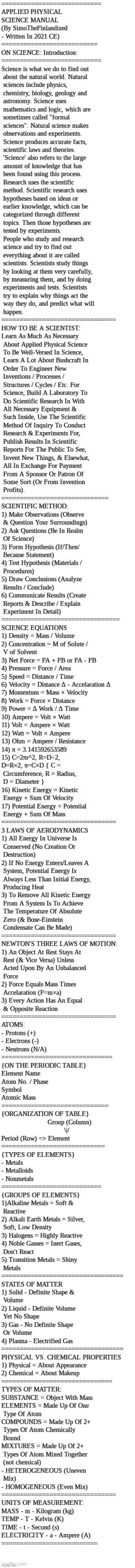 For anyone who's currently studying science in class, I've got you covered :> | image tagged in simothefinlandized,science,cheat-sheet | made w/ Imgflip meme maker