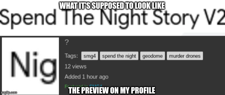 Dont ban me imgflip | WHAT IT'S SUPPOSED TO LOOK LIKE; THE PREVIEW ON MY PROFILE | image tagged in msmg | made w/ Imgflip meme maker