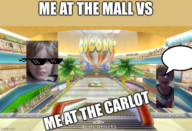 Coconut Mall | ME AT THE MALL VS; ME AT THE CARLOT | image tagged in coconut mall | made w/ Imgflip meme maker