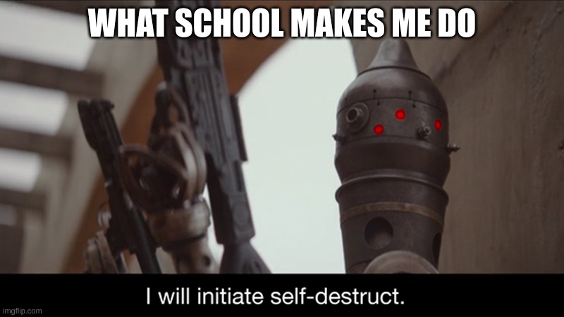 I Will Initiate Self-Destruct | WHAT SCHOOL MAKES ME DO | image tagged in i will initiate self-destruct | made w/ Imgflip meme maker