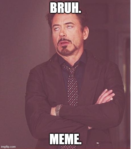 Bruh.Meme. | BRUH. MEME. | image tagged in memes,face you make robert downey jr | made w/ Imgflip meme maker