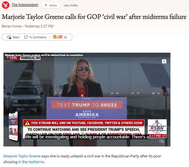 Marjorie Taylor Greene GOP civil war Blank Meme Template